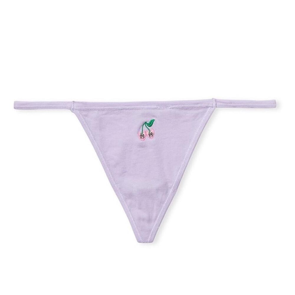 Victoria's Secret Panty Size XL cotton Lavender String Panties Cherries Cute